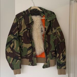 Rag & Bone Camouflage Jacket with Faux Fur Lining